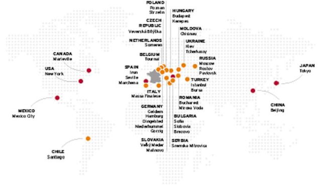 carte de la présence mondiale de EURALIS